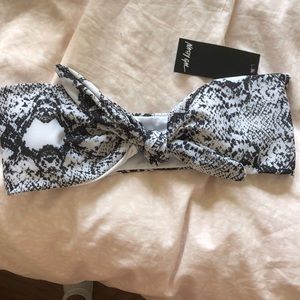 Nasty Gal Snake Print Tie Front Bandeau Swimsuit